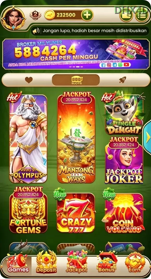 Cuplikan layar CAKRABOLA — menu navigasi